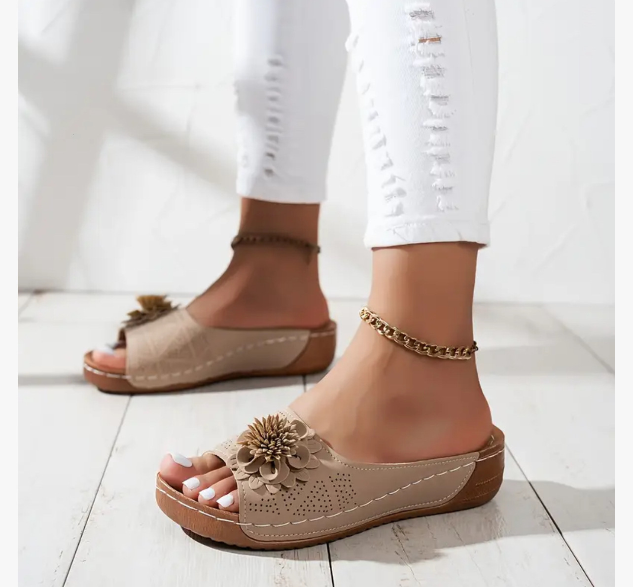 Luxury Brand Designer Shoes Sandals Southeast Asian Foreign Trade Plus Size Thick Sole Hollow Out One-Strap Sandals For Women Cross-Border Open-Toe Fl