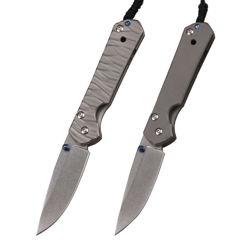 New Style Titanium Alloy Handle Wave Pattern High Hardness 9Cr13Mov Steel Stone Wash Fishing Survival knife EDC Knife