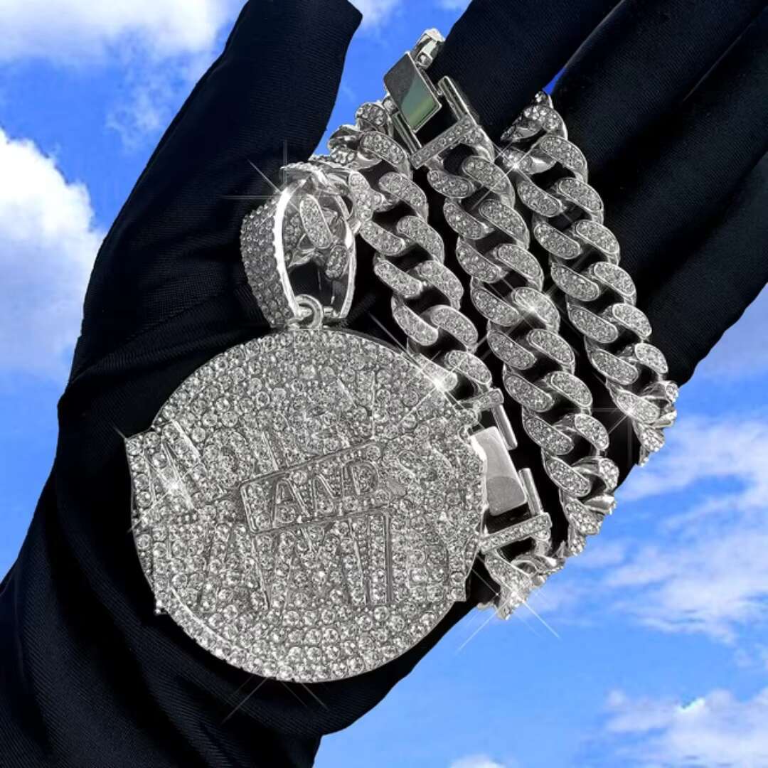 Bold Hip-Hop Money Family Bling Pendant Personalized Moissanite Diamond on Gold Unique Hip-Hop Jewelry