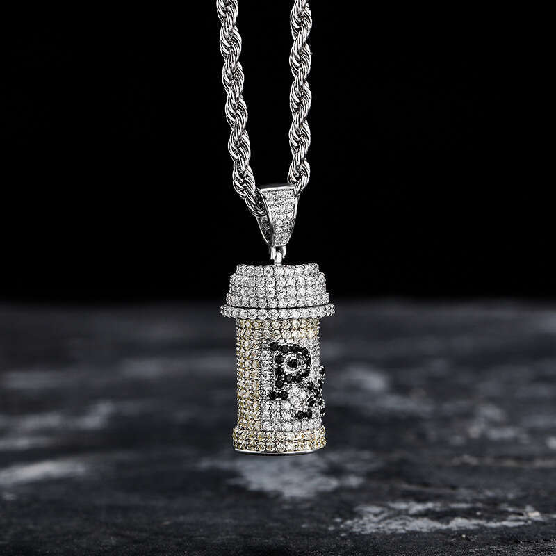 Poison Jar PX Personality Pendant Micro Paved Zircon Unisex Hip Hop Trend Necklace