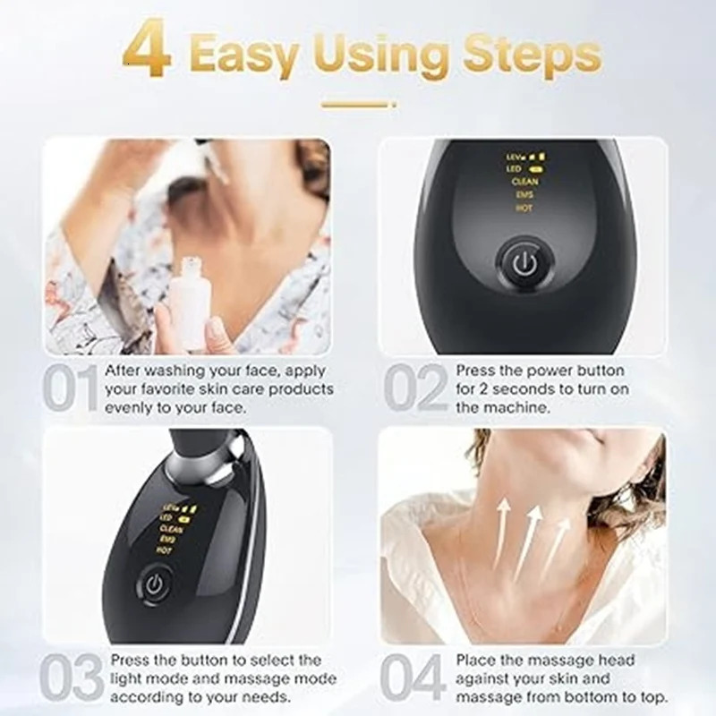 Rechargeable LED Tricolor Facial And Neck Massage Instrument Firming And Tightening Face And Neck Skin Beauty Skin Care Tool 250619