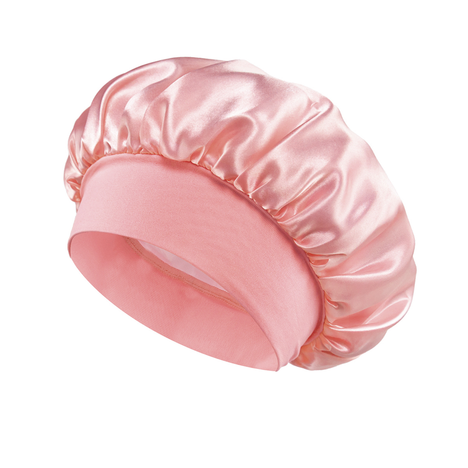 1pcs Soft Silk Satin Cap Hair Lined Bonnet Large Satin Hair Bonnet Household Sleep Shower Cap Hair Wrap Cover Hat Casual for Straight Hair Sleeping Ha