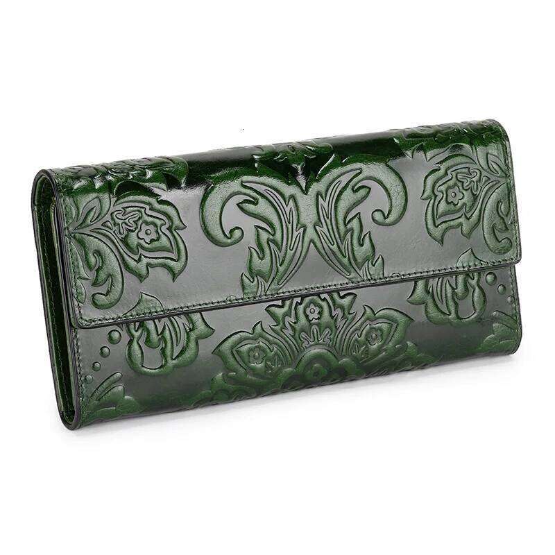 Designer bag Genuine Purse Women Large Real Clutch Long Women's Cow Leather Purses Floral Ladies Wallets