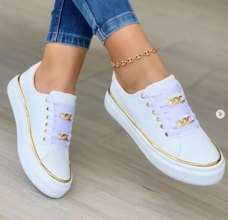 Luxury Brand Designer Shoes Sandals Cross-Border 20235 European And American Metal Style International Station New Flat Casual Shoes Fashion Large Siz