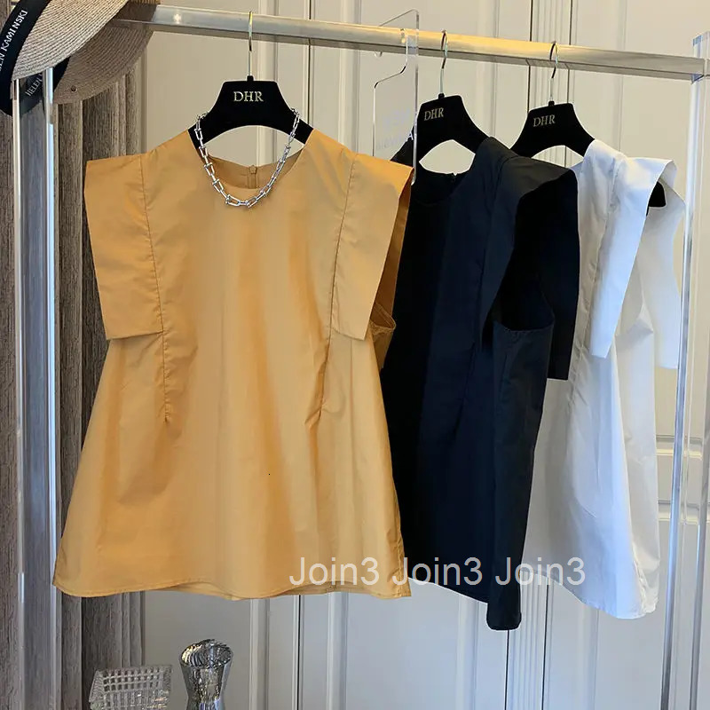 Joinyouth Blouse Women Vintage Korean Chic White Shirts O-neck Sleeveless Loose Blusas De Mujer Korean Temperament Tops Female