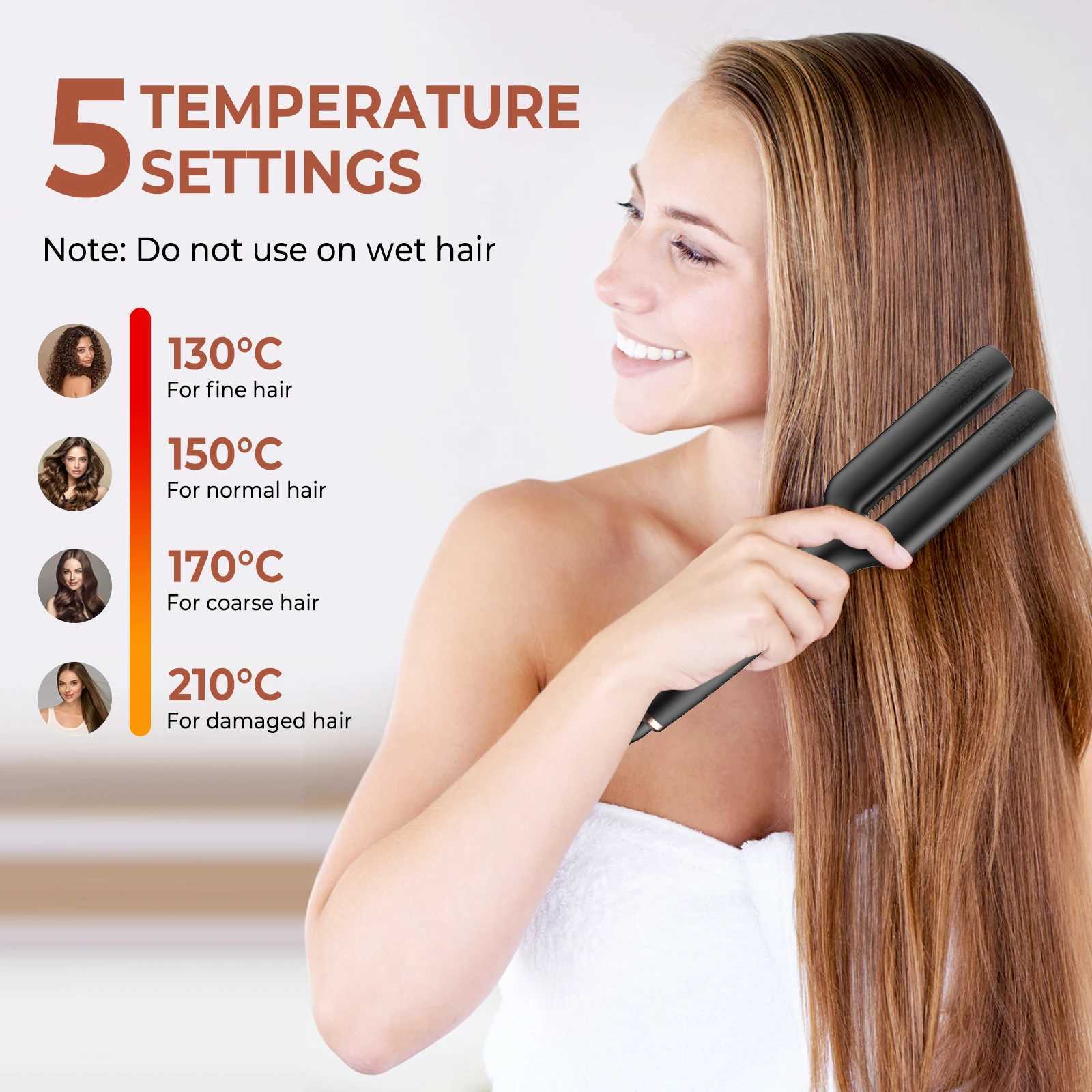 Electric Hair Straightener Brush Professional Fashion Fast Heating Ceramic Hair Straightener Comb Hair Tool Easy to UseXJ250621