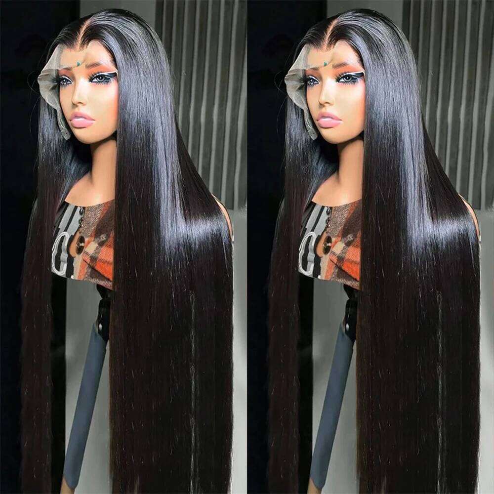 30 Inch 13x6 200 Density HD Lace Front Wigs Pre Plucked Straight Glueless Human Hair Natural