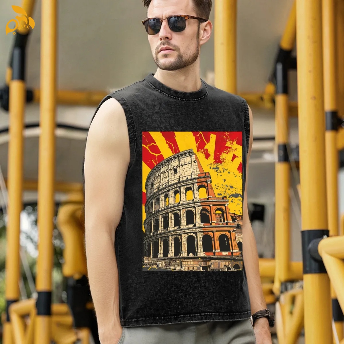 free shipping of customized fashionable Washed cotton sleeveless T-shirt with exquisite patterns from US