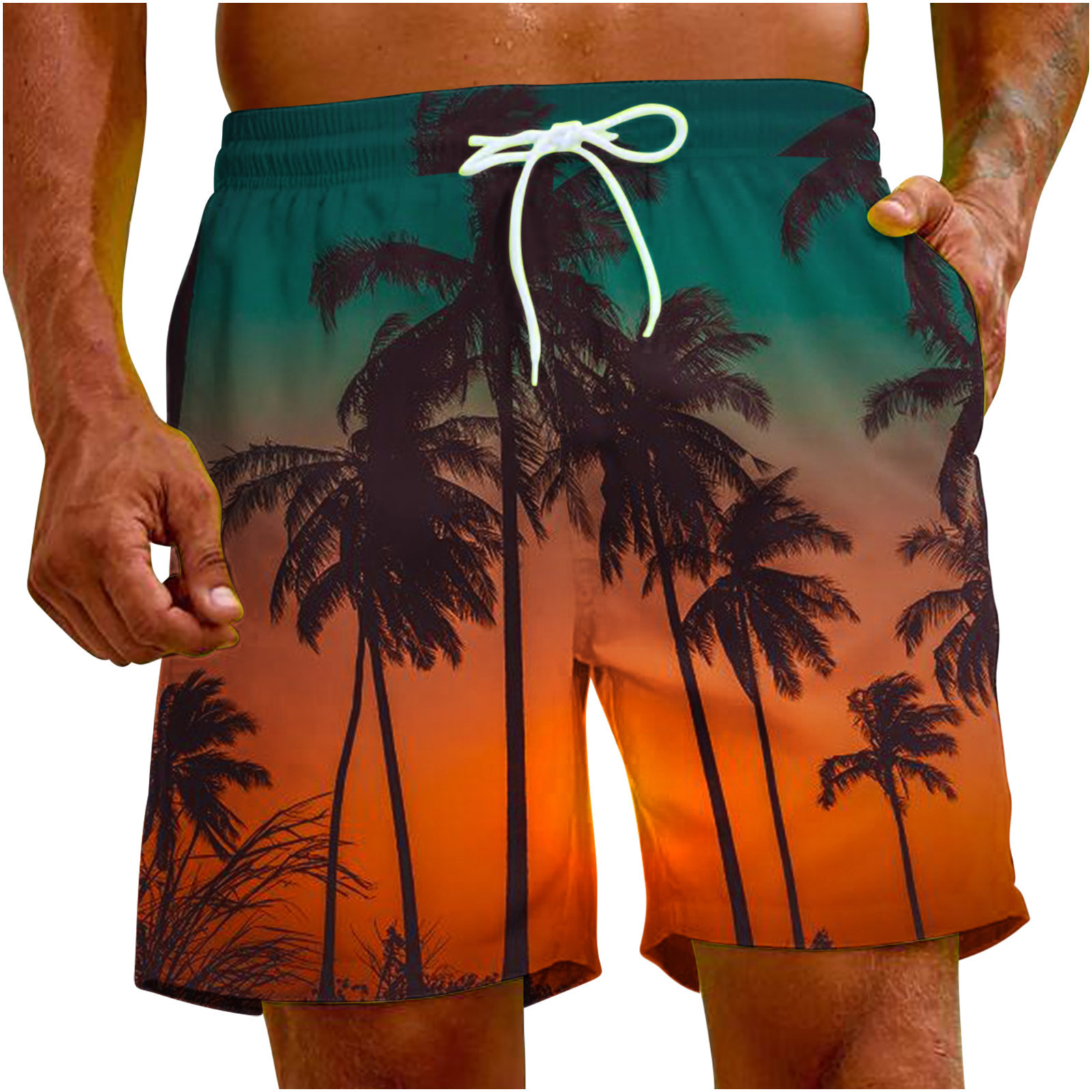 Free Shipping Designer Beach Pants Direct Supply 2025 European And American Cross-border Summer Men's Hawaiian Digital Print Beach Style Men'