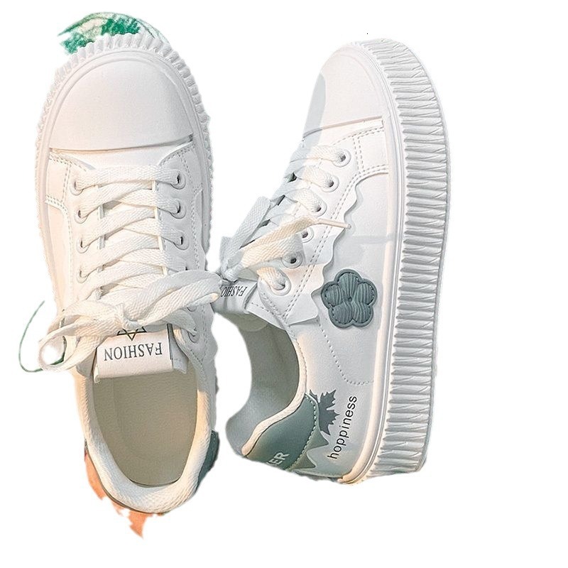 Luxury Brand Designer Shoes Sandals Floral White Sneakers For Female Students, Versatile High-Value Round-Toe Cute Flat Casual Sports Shoes For Women