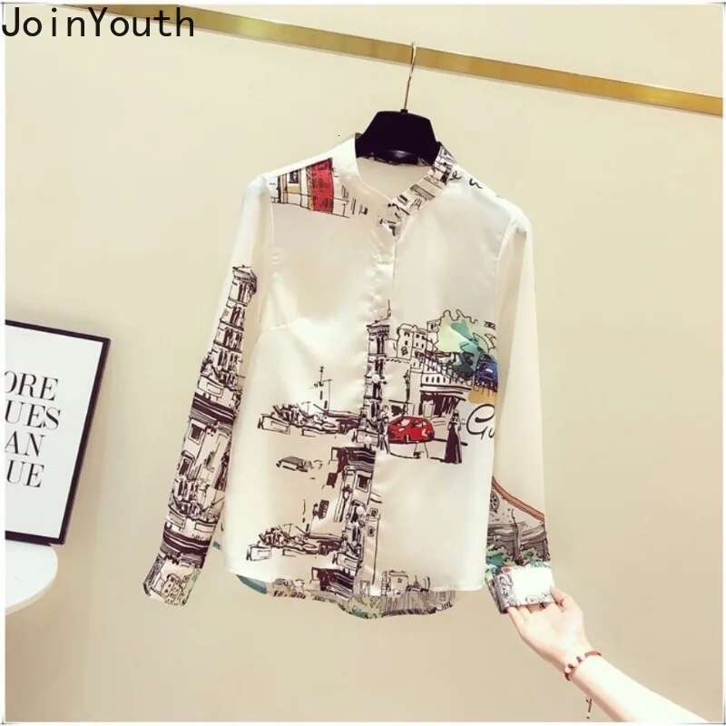 Long Sleeve Vintage Blouses for Women Print Chiffon Fashion Shirts 2025 Blusas Mujer De Moda Summer Loose Korean Blouse Tops