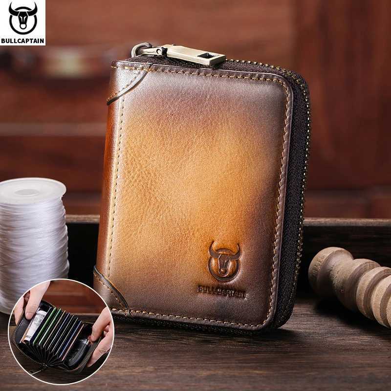 BULLCAPTAIN Genuine Card Bag Mens Casual Business Holder Multifunctional RFID Anti-Theft 11 Card Slots Coin Purse Z250621