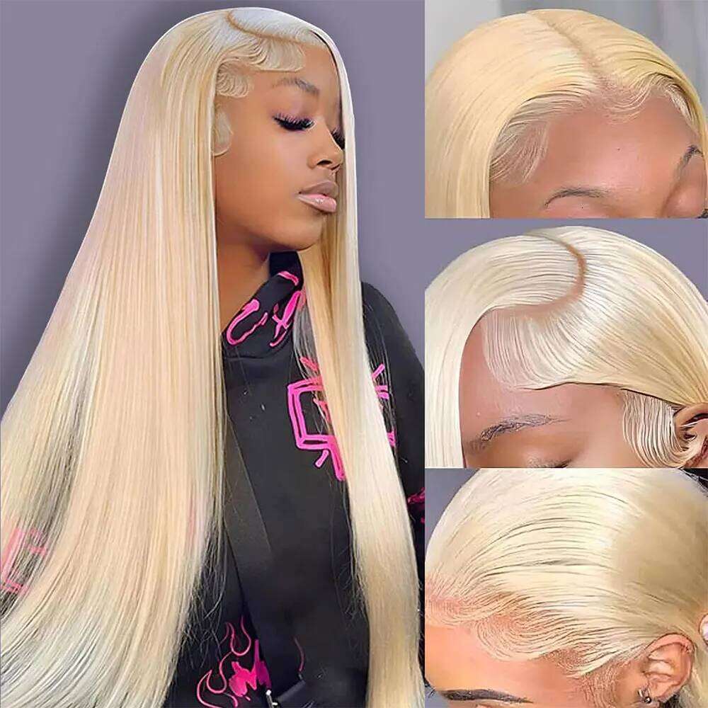 Blonde 13x6 Frontal HD 613 Lace Front For Women Pre pucked Straight Human Hair Wigs Can Be Dyed