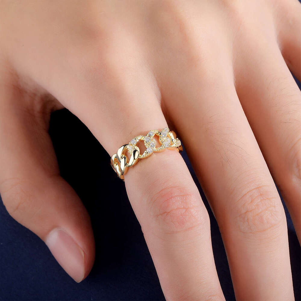 Hip Hop INS Style Cuban Full Diamond Open Index Finger Unisex Simple Fashion Ring