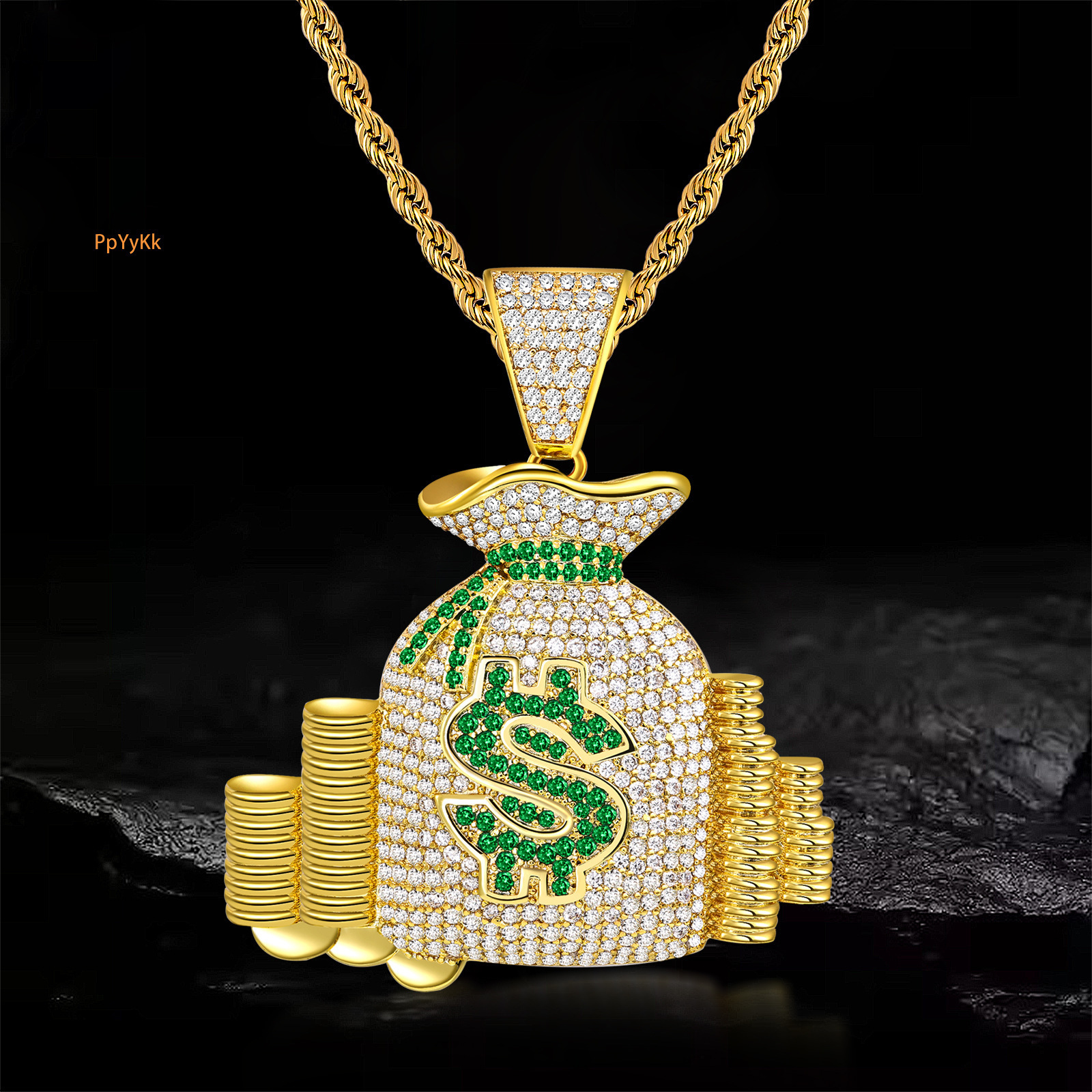 Luxury Moissanite Coin Pendant Diamond Inlaid Hip Hop Full Iced Out Statement Jewelry Pass the diamond tester