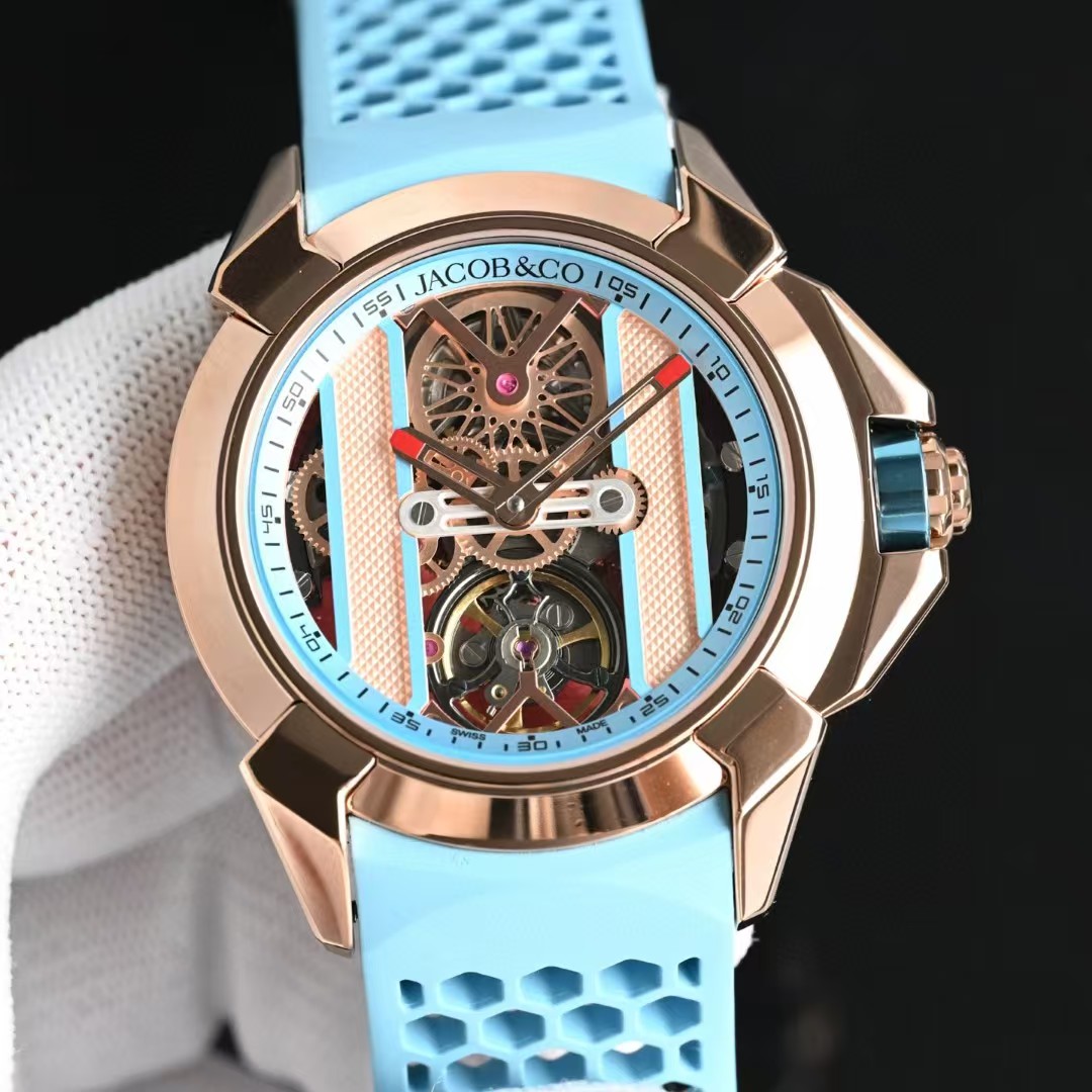 JC Epic X Bridges Light Blue Mens Watch Rose Gold Tourbillon Luxury Wristwatch Sapphire Crystal Water Resistant Oversize Watches