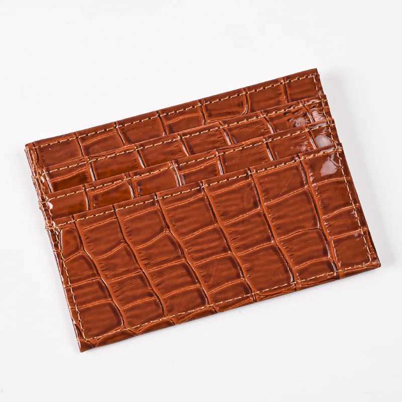 Crocodile Pattern Card Holder Wallet Pu Leather Thin Womens Business Case Bag Student ID Bus Card Cover Purse Z250621