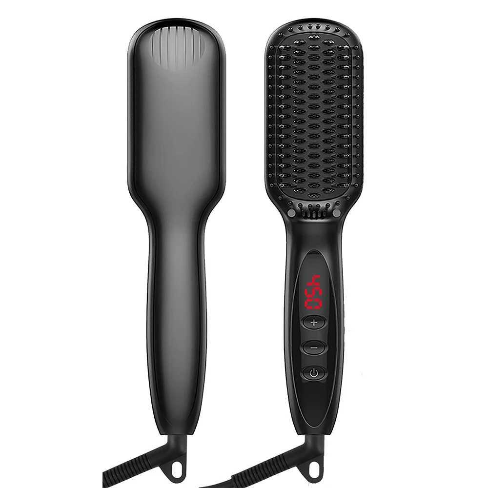 Hair Straightener Brush Negative Ion Hot Comb Electric Hair Brushes Flat Iron Beard Straightener Professional Straightener CombXJ250621