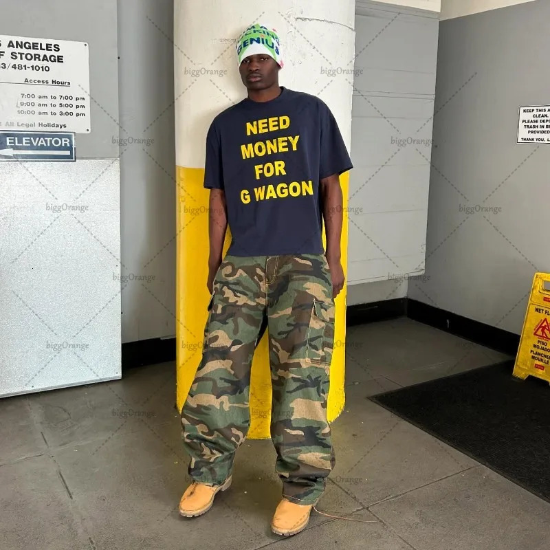 High Street Trend Classic Letter Oversized T-shirt American Retro Round Neck Cotton Casual Top Men Hip Hop Harajuku Streetwear 250617
