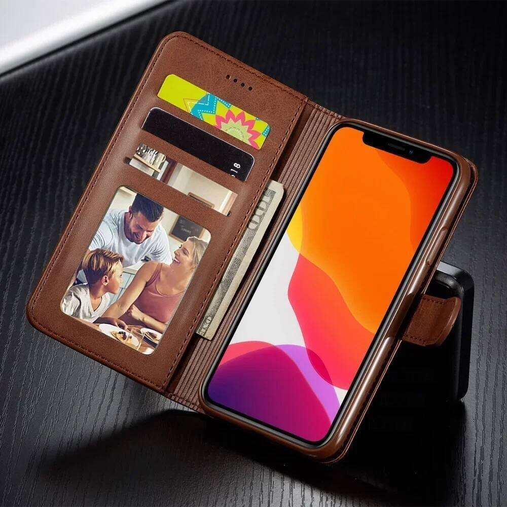 Leather Wallet Case for iPhone 16 15 14 13 12 Pro Max Mini 11 XS XR X SE 2020 8 7 Plus 5S 16e Flip Cover Coque Card Slot