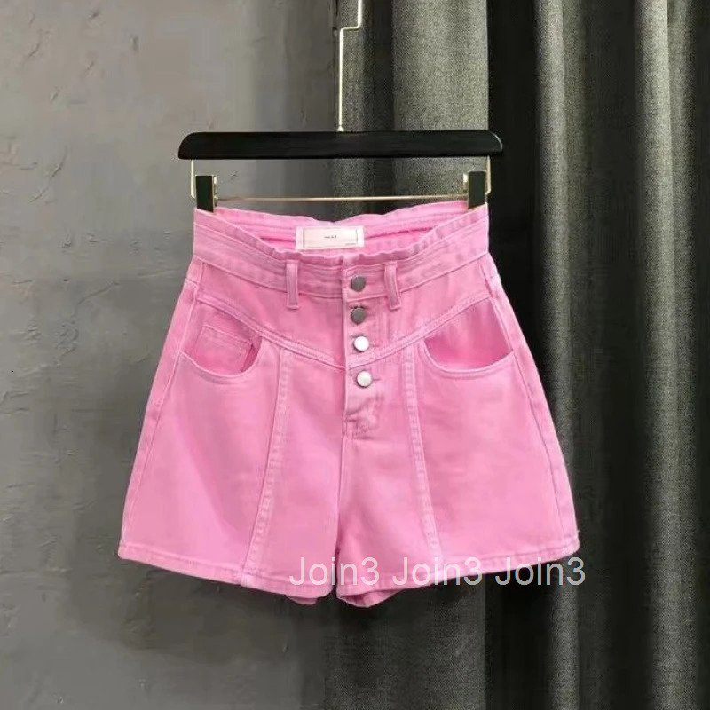 Pink Jean Shorts Women Clothing Streetwear High Waist Y2k Wide Leg Pants 2025 New Bottoms Fashion Casual Summer Y2k Denim Shorts