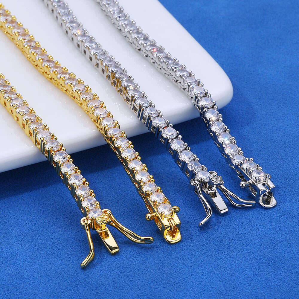 New Gradient Zircon Tennis Chain Hip-Hop Trendy Brand Personality Jewelry Unisex Bracelet Accessories 7c17