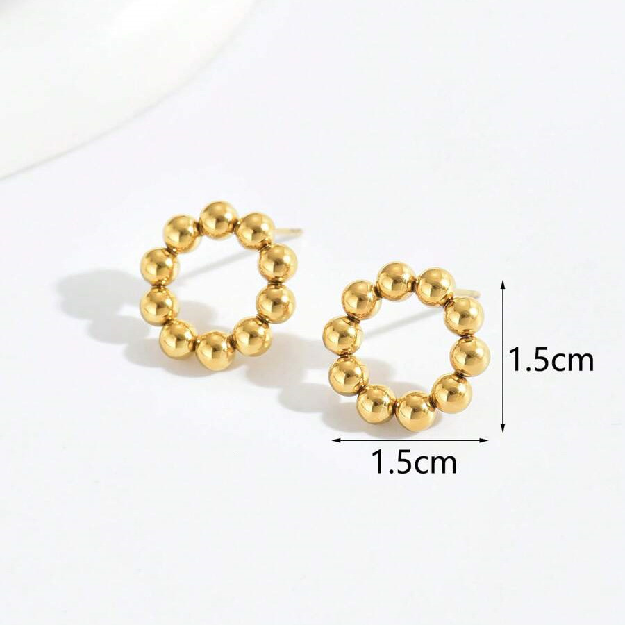 Sweet Fresh Japanese And Korean Style Earrings For Women, Unique Round Bead Electroplated Design, Stud Earrings, Ear Jewelry