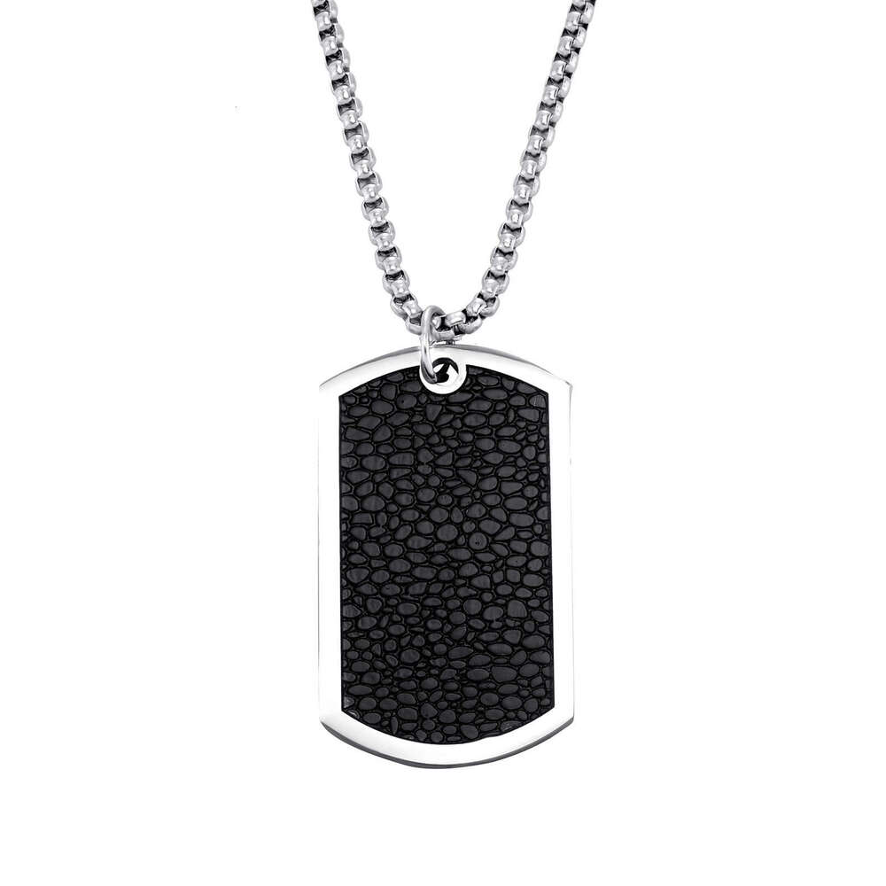 Jin Ao Direct Stainless Steel Head Portrait Niche Simple Soldier Badge Leather Pendant Men's Necklace