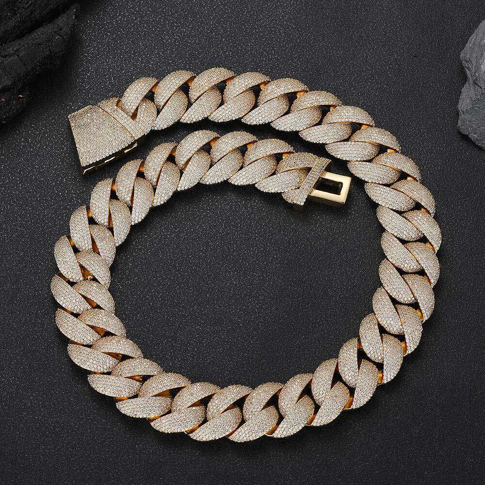 Hip Hop Jewelry 24mm Bubble Cuban Trendy Brand Personality Pave Zircon Men's Necklace 3818