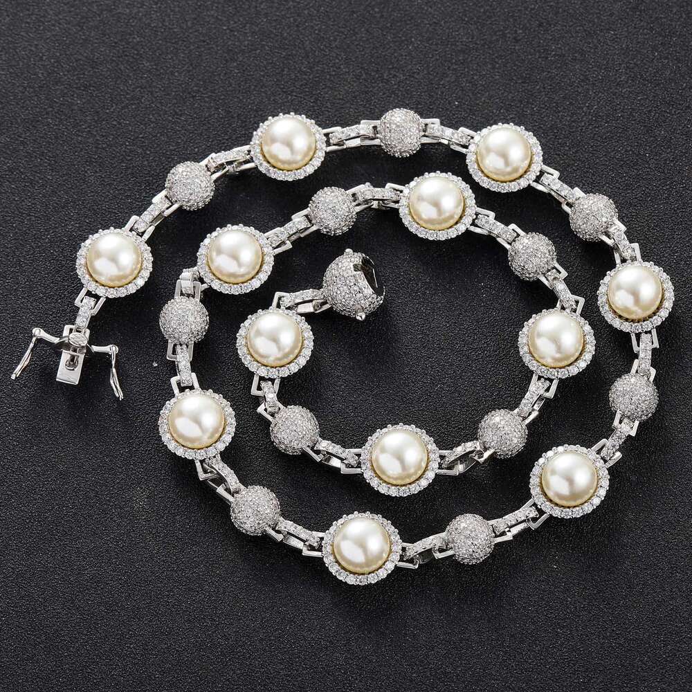 New Style Meisa Hip-Hop Inlaid Pearl Necklace for Men, Trendy Layered Chain Sweatshirt Accessory fe65