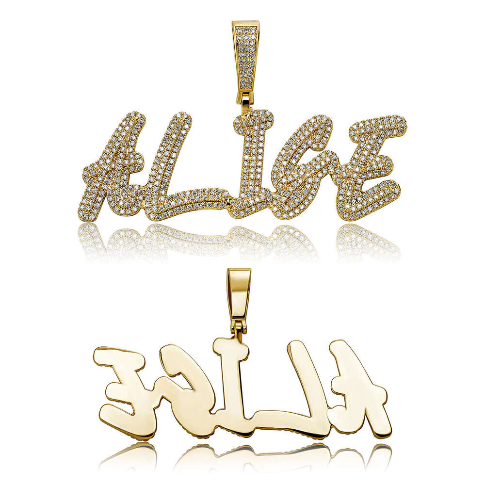 Jin Ao Man Zircon Cursive Alphabet Hip-Hop Pendant Necklace 26 English Letters Free Combination Unisex Trendy Accessories