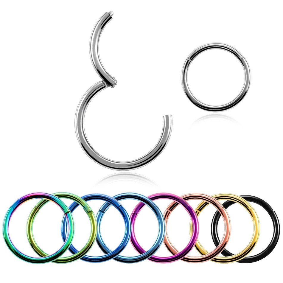 1PC G23 Hinged Segment Nose Ring 16g 14g Nipple Clicker Ear Cartilage Tragus Helix Lip Piercing Unisex Fashion Jewelry 250613
