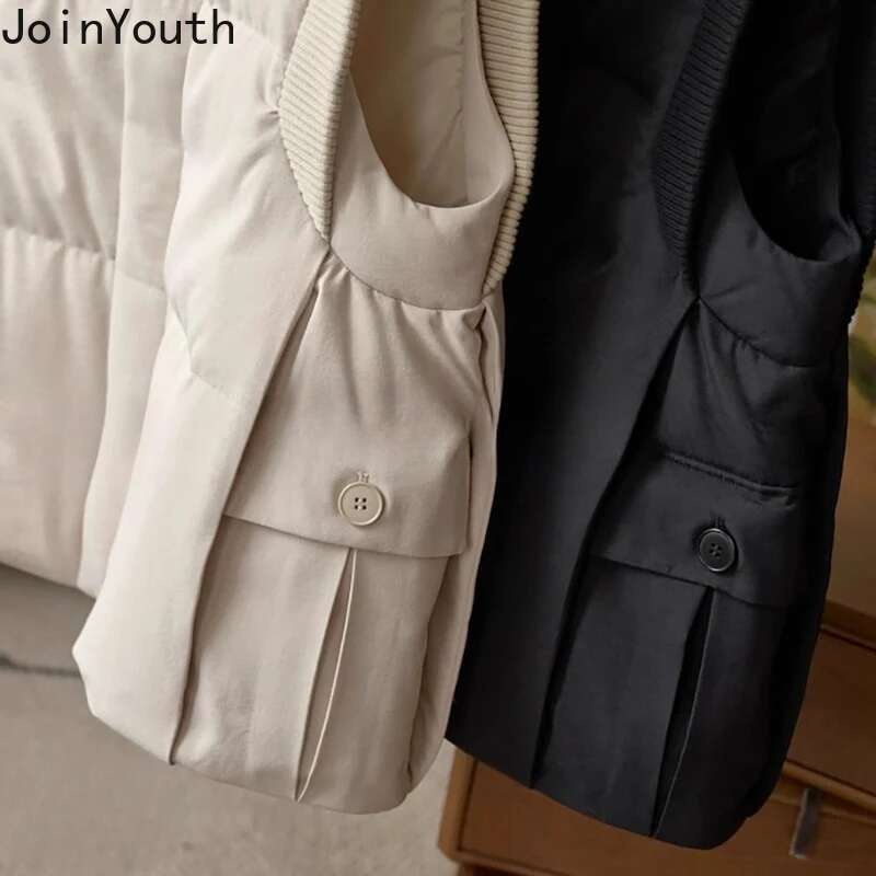 Sleeveless Cardigan Women Korean Vest Coat Autumn Winter Clothing Stand Neck Thicked Fashion Waistcoat Casual warm Tanks Tops