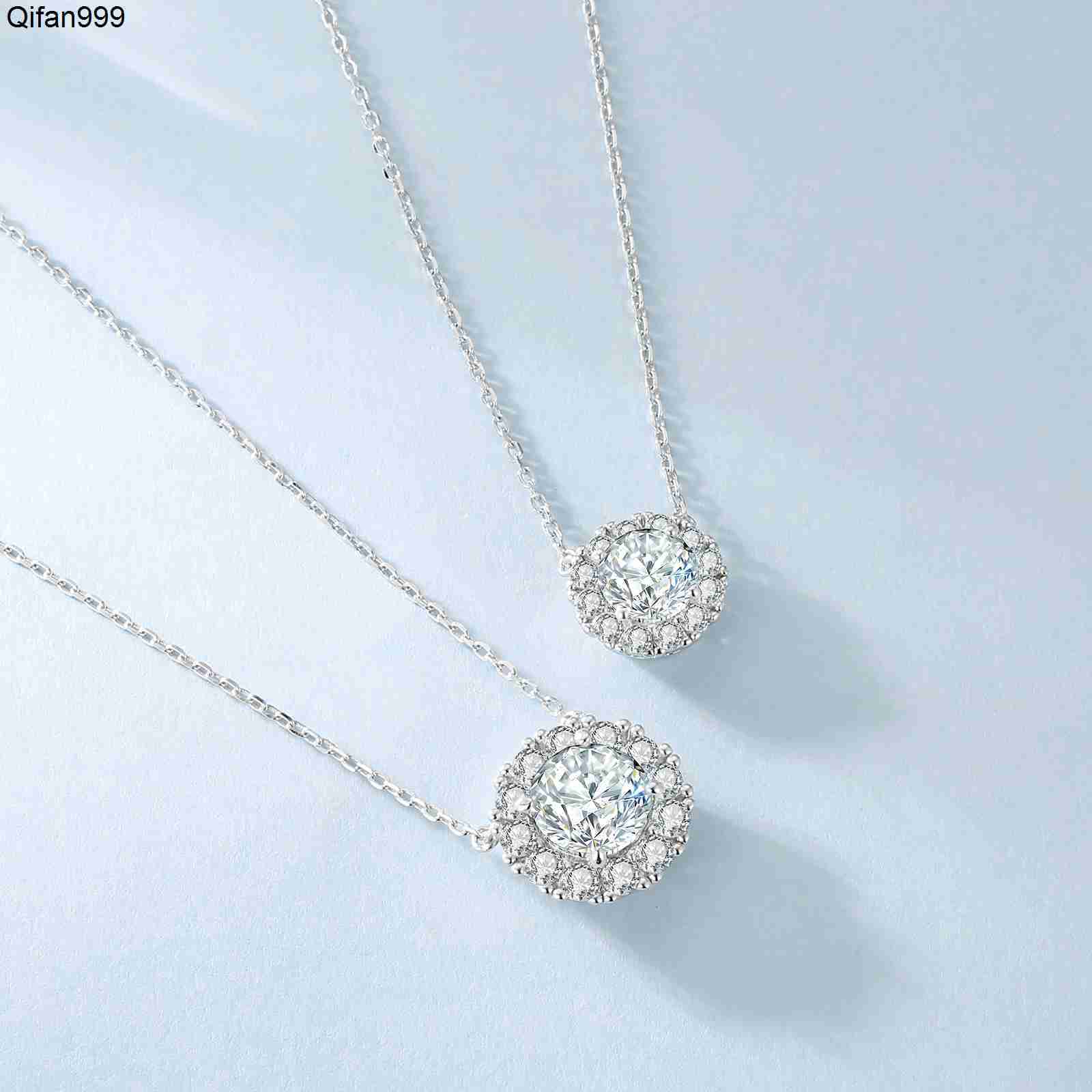 Wholesale Jewelry 2ct 1ct Lab Diamond White Gold 925 Sterling Silver Choker Chain VVS1 GRA Moissanite Pendant Necklace for Women