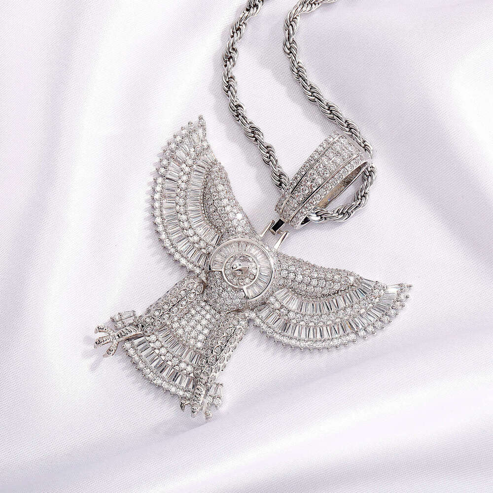 National Hip-Hop Jewelry Full Dia Eagle Letter Pendant DIY Copper Inlaid Zircon Men's Trend Necklace Live Broadcast