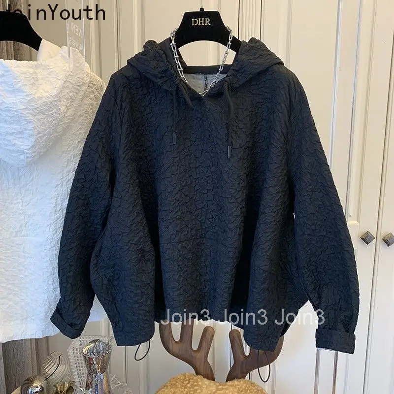Oversized Hoodies Women Clothing Fashion Casual Pullovers Y2k Tops 2025 Ropa Mujer Hooded Folds Split Bandgae White Sweatshirts