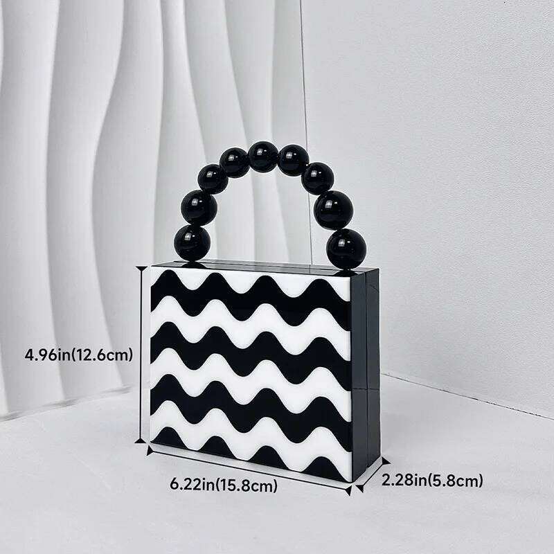 Designer Bag Evening Acrylic Beads Top Handle Bags For Women Weave Printing Purses And Handbags Designer Banquet Bag