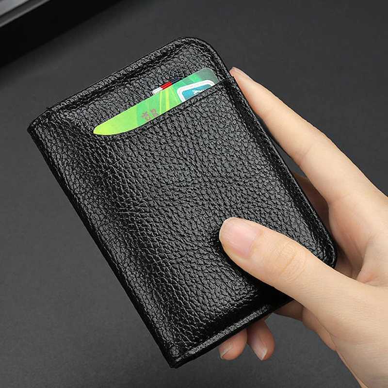 Men Card Holder Leather Thin Mini Mens Wallet Small Pocket Purse Women Bank Holder for Men Card Wallets Z250621