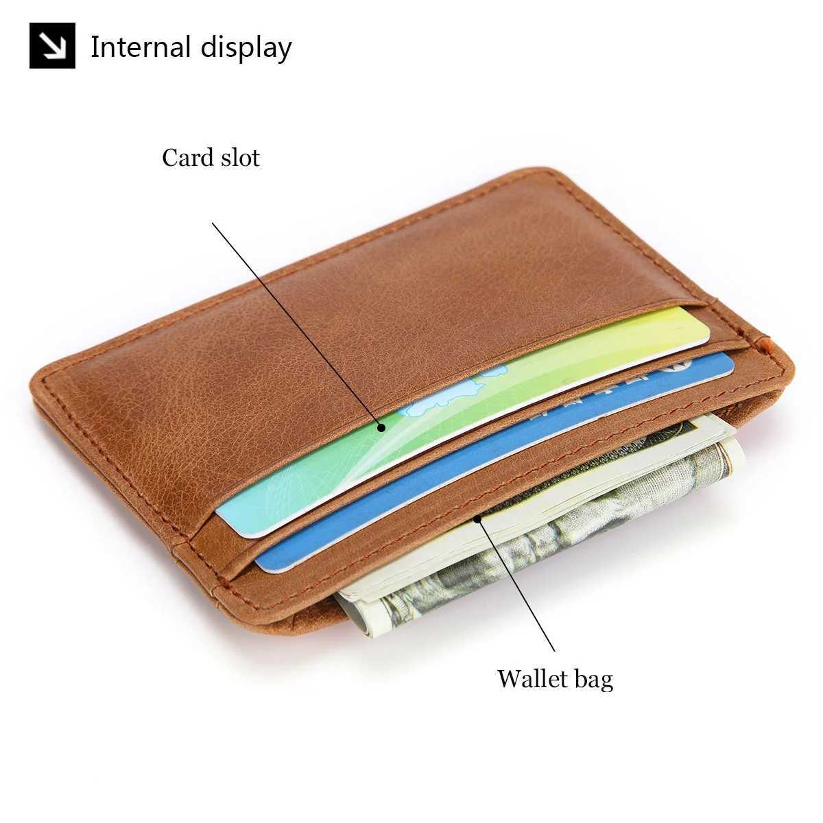 GENODERN Women Men Genuine Leather Card Holder Cowhide Slim Card Wallet Small Thin Card Package Z250621