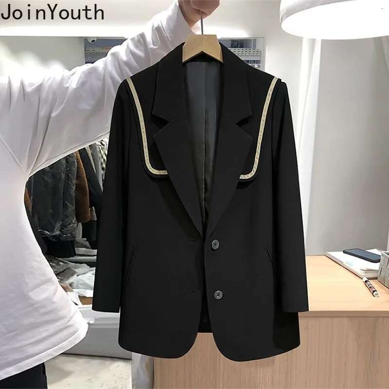 Korean Blazer Women Chic Sailor Collar Long Sleeve Temperament Jackets 2025 Ropa Mujer Fashion Tunic Casual Vintage Coat Tops