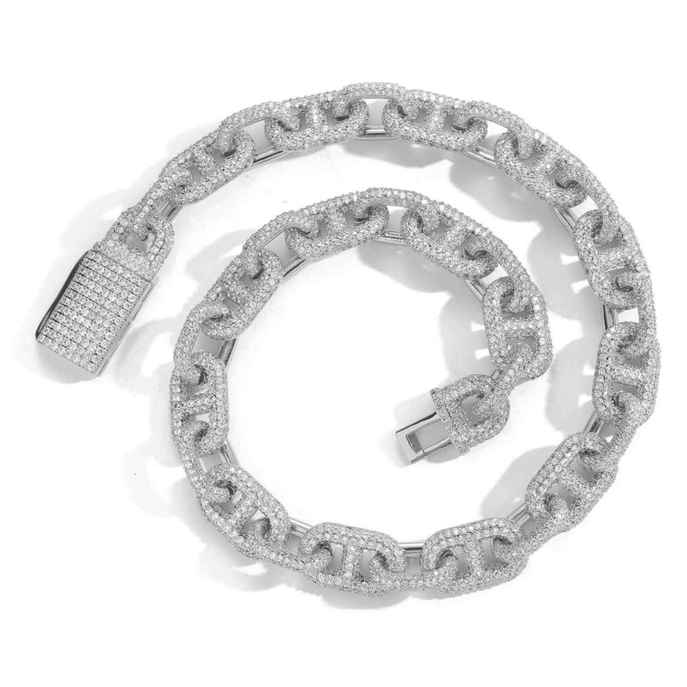 15mm Wide Box Clasp Personality Trendy Men's Rap Pig Nose Hip Hop Collarbone Chain a51b