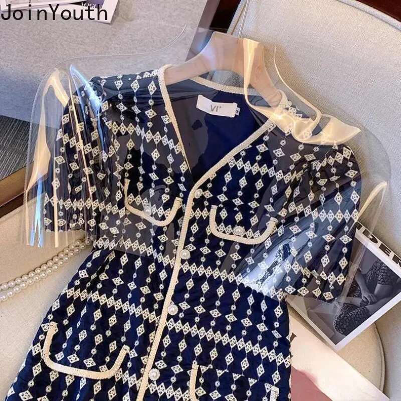 Vintage Dresses Women Clothing V-neck Puff Sleeve Tunic Print Robe Femme 2023 Vestidos De Mujer Korean Summer Elegant Maxi Dress