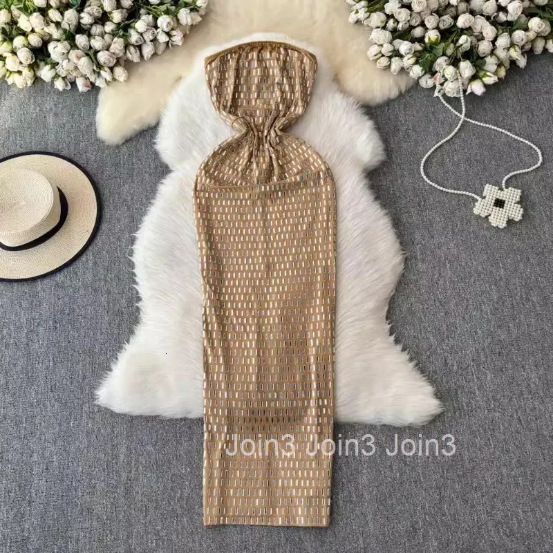 Sexy Bodycon Dresses for Women Slim Fit Temperament Robe Femme Heavy Diamond Backless Split Party Dress 2025 Vestidos De Mujer