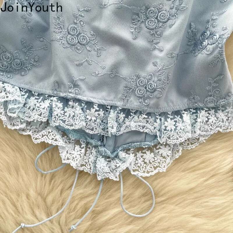 Womens Clothing Crop Top Sexy Tanks 3D Floral Bandage Tunic Camis 2025 Ropa Mujer Y2k Top Patchwork Lace Backless Summer Vest