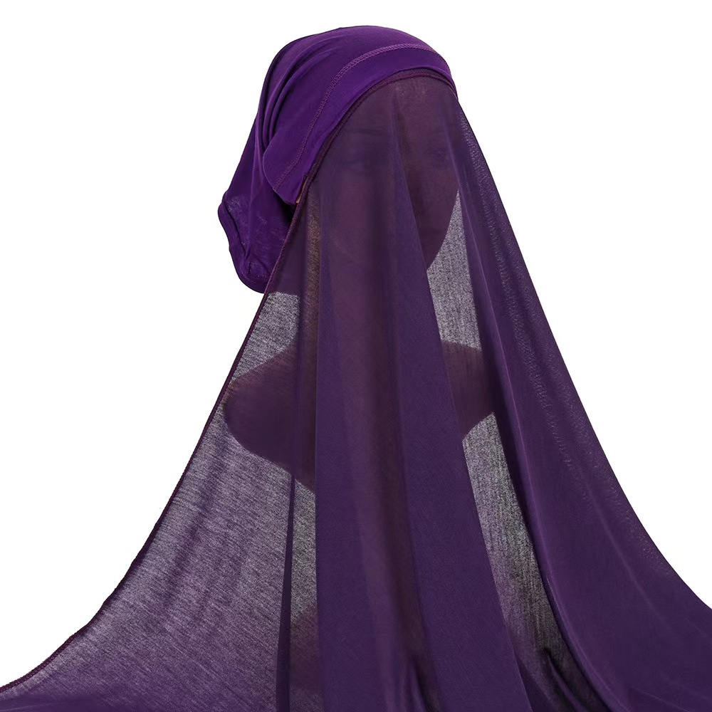 T1035 new sweat cloth cap integrated scarf hot sale single color polyester suit convenient long scarf