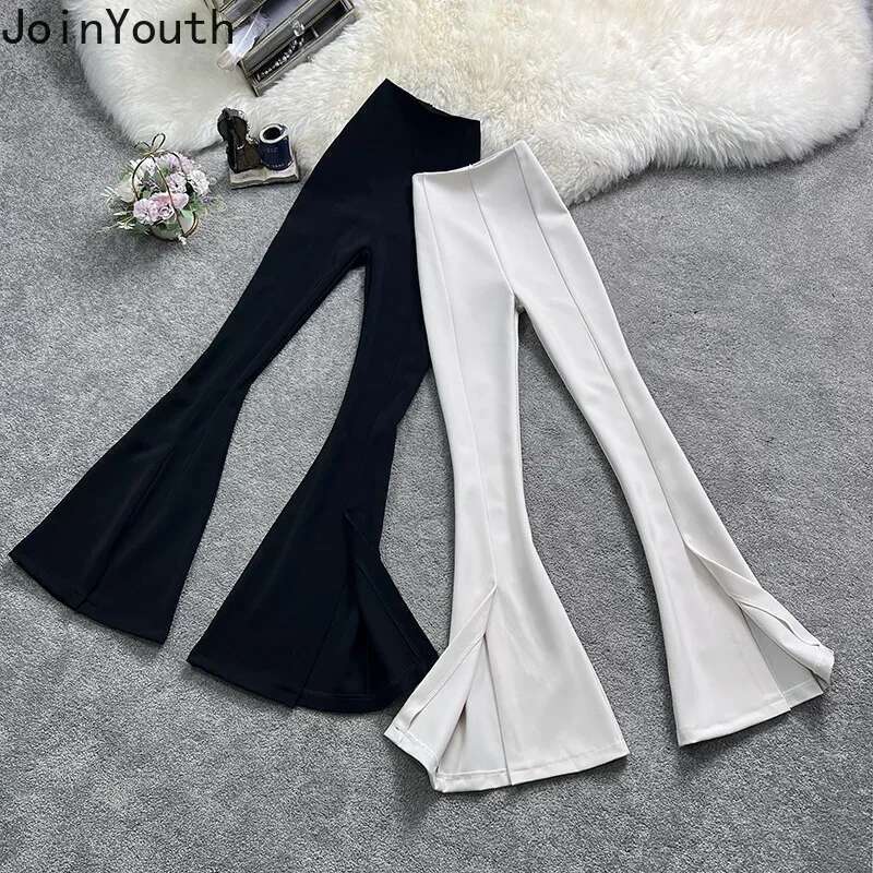 Korean Pants for Women High Waist Slim Trousers Split Flare Pants Summer Fashion Pantalonn Femme 2025 New Bottoms Y2k Clothes