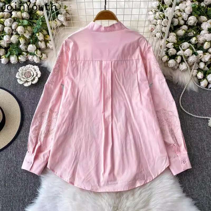 Temperament Lady Tops Blouses for Women Long Sleeve Loose Casual Shirts 2025 Blusas Mujer De Moda Heavy Embroidery Chic Blouse