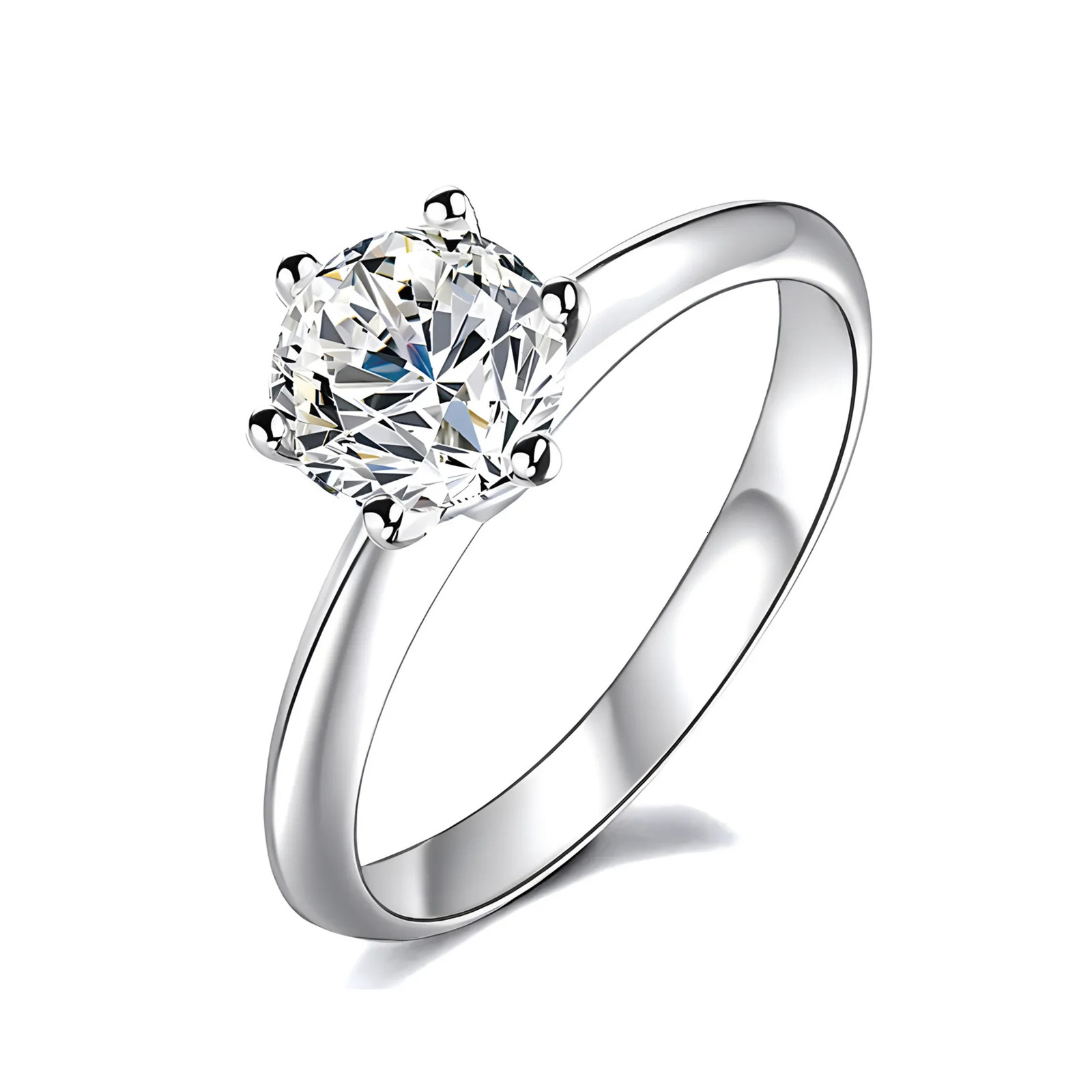 Classic Real 1 D Color Wedding Rings For Women White Gold Plated 100% 925 Sterling Silver Bridal Fine Jewelry 250617