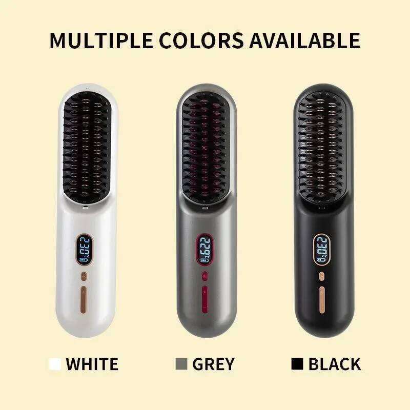 New Portable USB Charge Straightening LED Electric Brushes Cordless Hair Straightener Brush Negative Ions Hot Comb