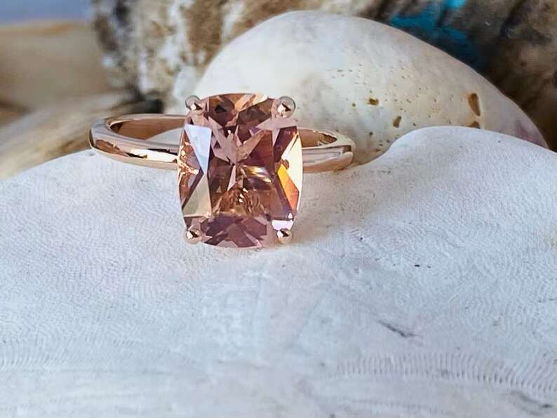 Natural Peach Moissanite Ring 925 Sterling Silver Rose Gold Plated original Gemstone Ring For Men And Women At Wholesale Price